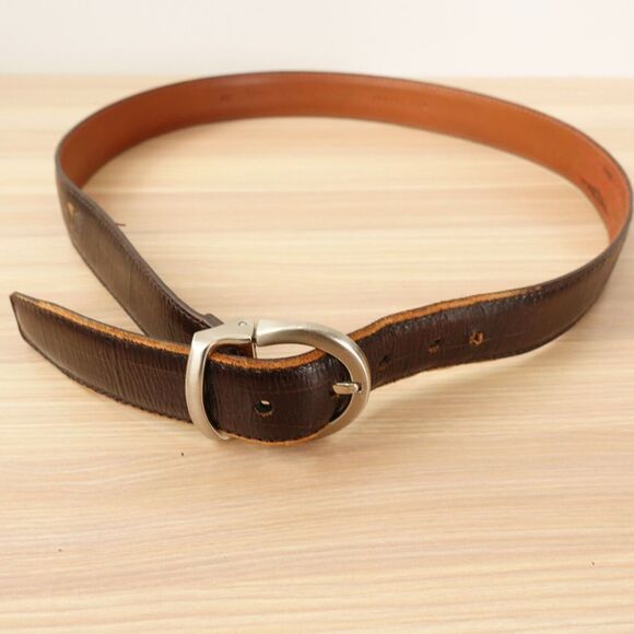 Vintage Cole Haan Dress Belt Men 38 Brown Leather‎ Casual Jeans Chocolate CANADA - Picture 1 of 16